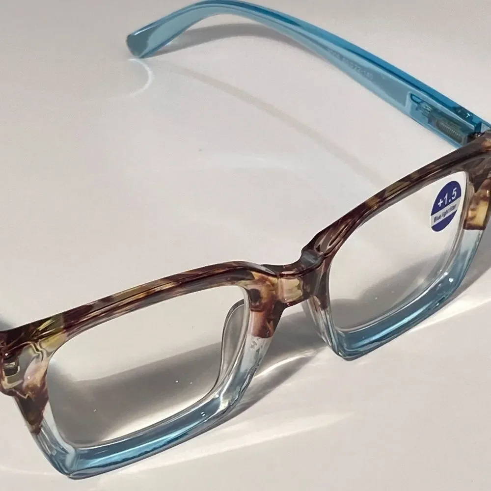 1557 Claudia Square Concave 1.5 NEW Blue Reading Glasses Blue Light Filter